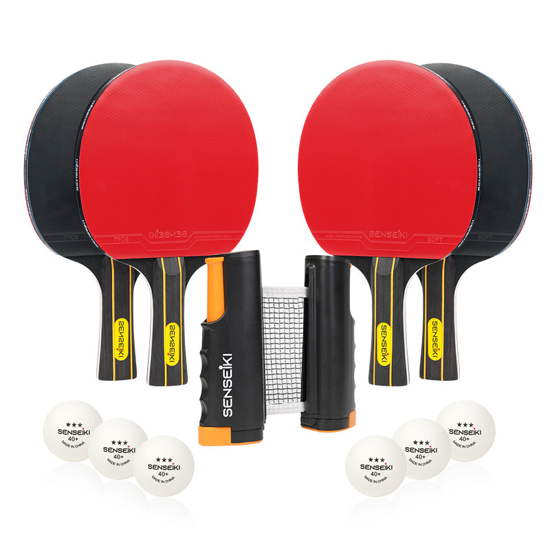 All-In-One Portable Ping Pong Set (4 paddles, 6 balls, net)